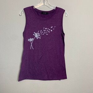 Luxveer Womens Purple Dandelion Bird Graphic Sleeveless Tank Top Size S